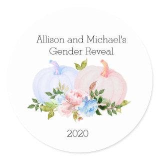 Gender Reveal Pumpkin Favor gift Custom Classic Round Sticker