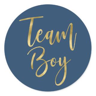 Gender reveal Team Boy Classic Round Sticker