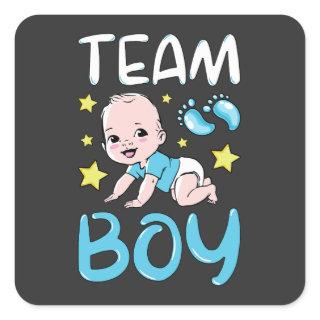 Gender Reveal Team Boy Party Set Square Sticker