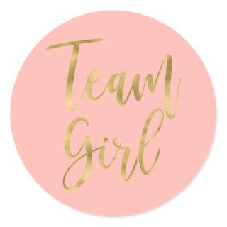Gender reveal Team girl Classic Round Sticker