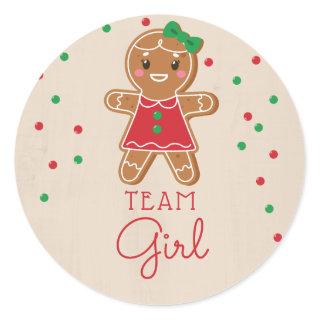 Gender Reveal Voting Team Girl Gingerbread Classic Round Sticker