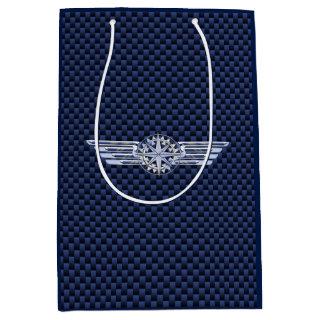 General Air Pilot Chrome Like Wings Compass Medium Gift Bag