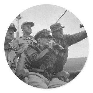 General Douglas MacArthur Shelling of Inchon Classic Round Sticker
