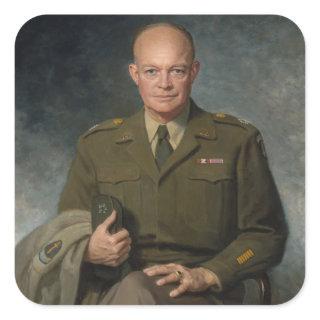 General Dwight Eisenhower 5 Star Painted Portrait Square Sticker