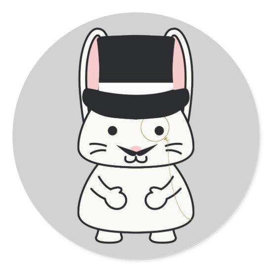 Gentleman Rabbit Classic Round Sticker
