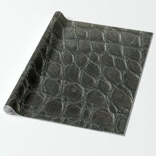 Genuine black alligator leather texture, close up