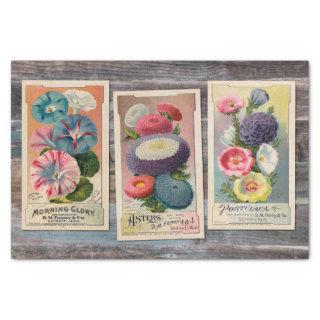 Genuine (not AI) Vintage Flower Seed Packets Wood Tissue Paper
