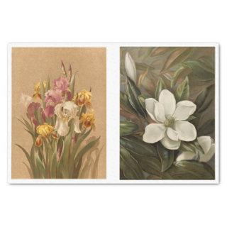 Genuine (not AI) Vintage Iris and Magnolia Art Tissue Paper