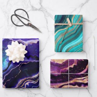 Geode Deep Blue Purple Rose Gold Green Pink Agate  Sheets