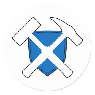 Geologist's Rock Hammer Shield- Scotland Flag Classic Round Sticker
