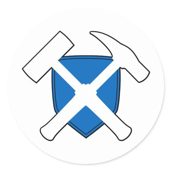 Geologist's Rock Hammer Shield- Scotland Flag Classic Round Sticker