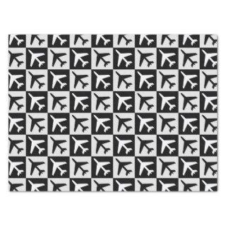 Geometric Black White Aviation Jets Airplane Tissue Paper