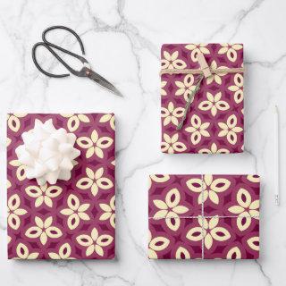 Geometric Floral Pattern in Burgundy  and Cream  Sheets