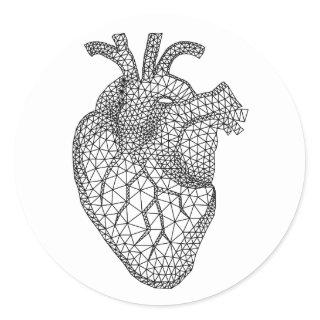 Geometric human heart classic round sticker