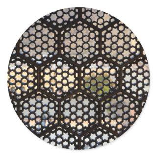 Geometric Lattice window, India Classic Round Sticker