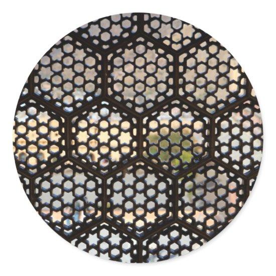 Geometric Lattice window, India Classic Round Sticker