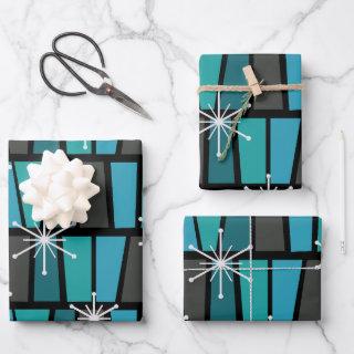 Geometric MCM Abstract Turquoise Teal  Sheets