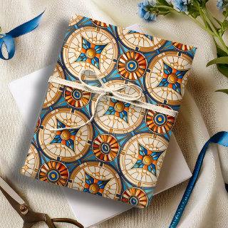 Geometric Moroccan Tile Pattern#2 Teal Gold ID1077