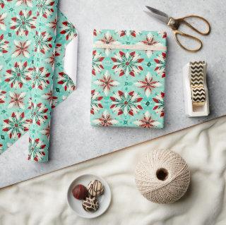 Geometric Snowflake Xmas Kaleidoscope Pattern