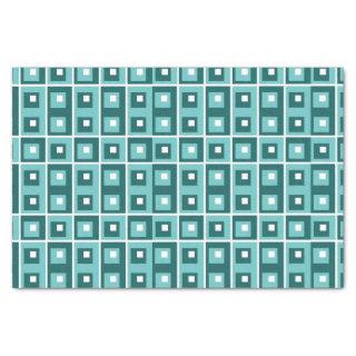 Geometric Squares Blue Pattern Tissue Paper