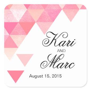 Geometric Triangles Favor Decal | peony pink mauve Square Sticker