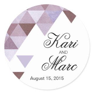 Geometric Triangles Favor Decal | periwinkle Classic Round Sticker