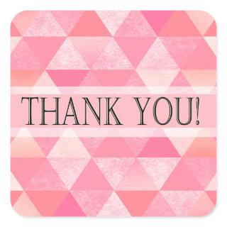 Geometric Triangles Thank You | peony pink mauve Square Sticker