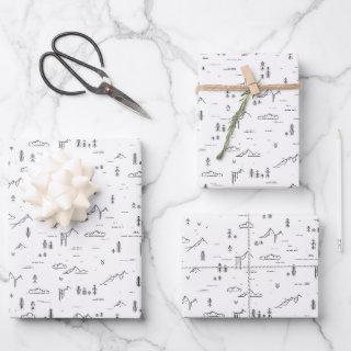 Geometric Woodland Lines Landscape Pattern  Sheets