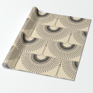 Geometrical swan flying bird pattern cream