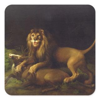 George Stubbs | A Lion Attacking a Stag, c.1765 (o Square Sticker
