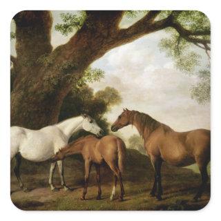 George Stubbs | Two Shafto Mares and a Foal, 1774 Square Sticker