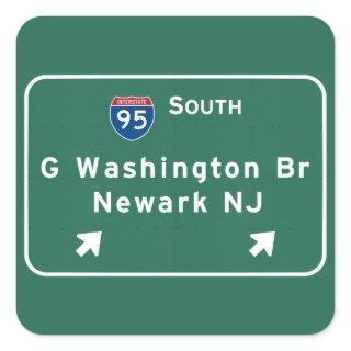George Washington Bridge Interstate I-95 Newark NJ Square Sticker