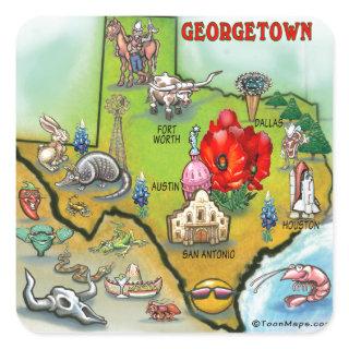 Georgetown Texas Cartoon Map Square Sticker