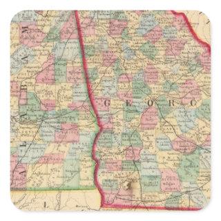 Georgia, Alabama Map by Mitchell Square Sticker
