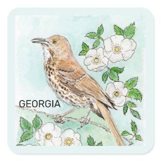 Georgia Bird and Flower Square Sticker