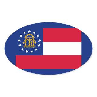 Georgia State Flag Design Oval Sticker