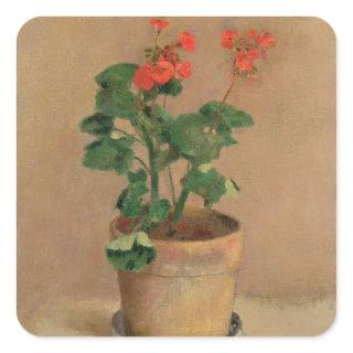 Geraniums in a Pot, c.1905 (oil on canvas) Square Sticker