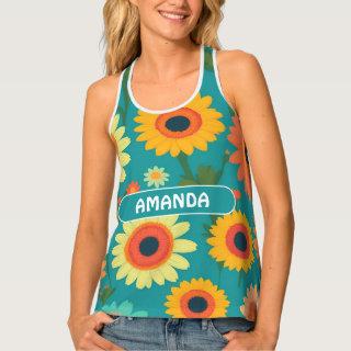 Gerbera Retro Colorful Personalized Pattern Tank Top
