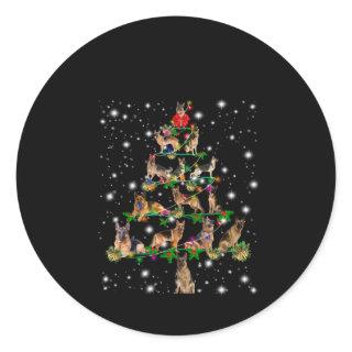 German Christmas Tree Covered By Flashlight Classic Round Sticker