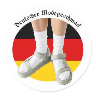 German Fashion Taste White Sock Sandals Stereotype Classic Round Sticker