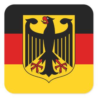German Flag with Crest Sticker (Square)