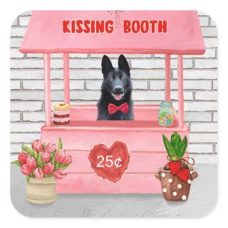 German Shepherd Dog Valentine's Day Kissing Booth Square Sticker