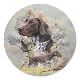 German Shorthaired Pointers  Classic Round Sticker