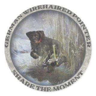 German Wirehaired Pointer Classic Round Sticker