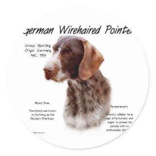 German Wirehaired Pointer History Design Classic Round Sticker