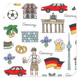 Germany | Symbols Pattern Square Sticker