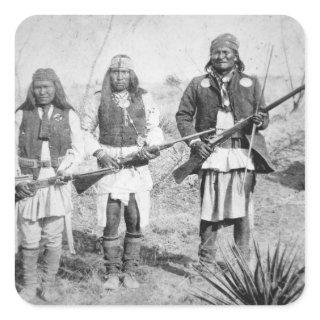 Geronimo and three of his Apache warriors, 1886 (b Square Sticker