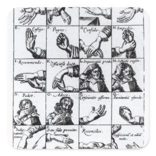 Gestures for miming  John Bulwer's 'Chrilogia Square Sticker