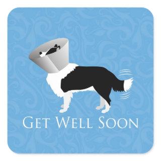 Get Well Soon - Border Collie Male Square Sticker