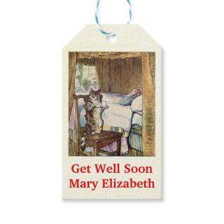 Get Well Soon Cat Serving Tea Gift Tags